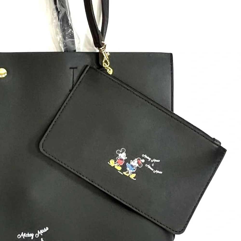 Disney Mickey Mouse Black Tote Bag with Matching Wristlet SET of 2